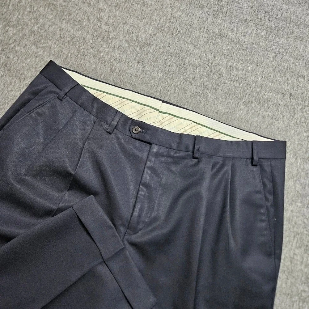 Lauren Ralph Lauren Suit Mens 44S Navy Blue 100% Wool 2-Piece Pleated Trousers